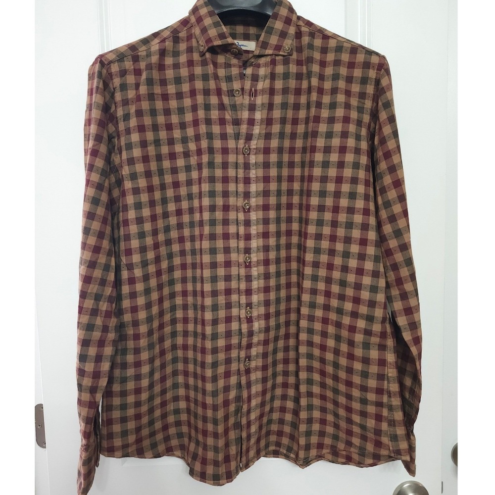 Ingram Mens Plaid Button Down Shirt Long Sleeve Made in Italy Size M - Picture 2 of 9